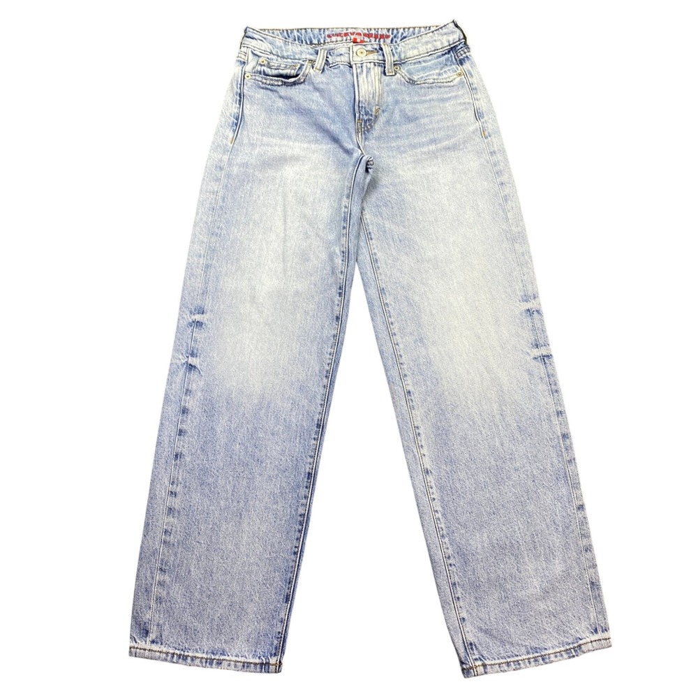 Lucky Brand The Baggy High Rise Wide Leg Light Wash Denim Jeans 00/24R 152912